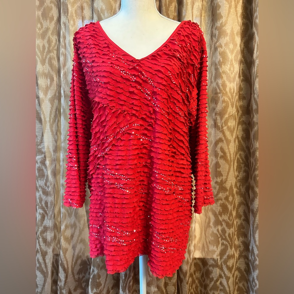 Red Ruffled Dressy Top
